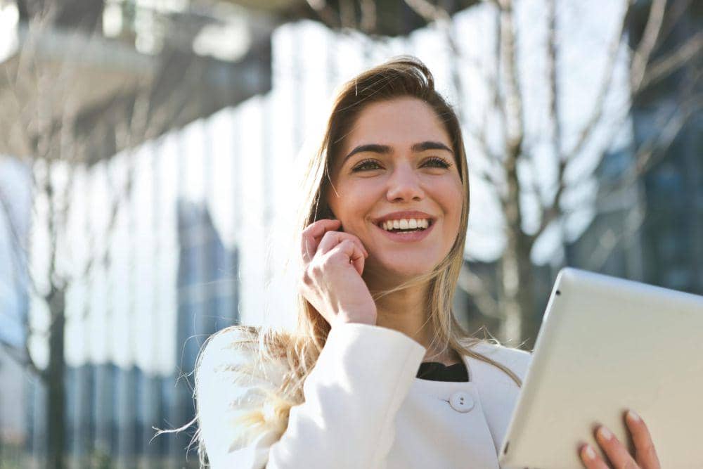 Photo by Andrea Piacquadio: https://www.pexels.com/photo/woman-in-white-blazer-holding-tablet-computer-789822/