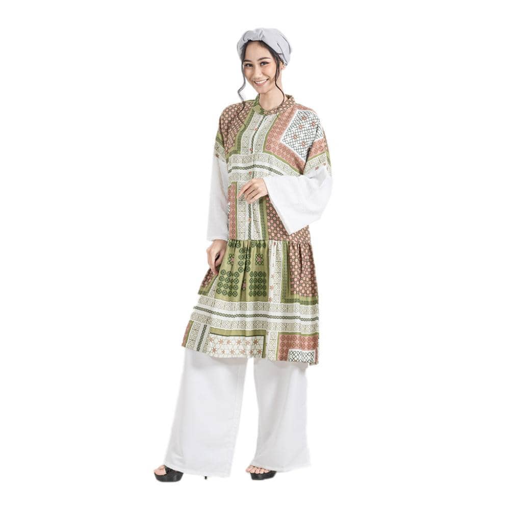 Tunik batik kombinasi warna kalem dan kekinian