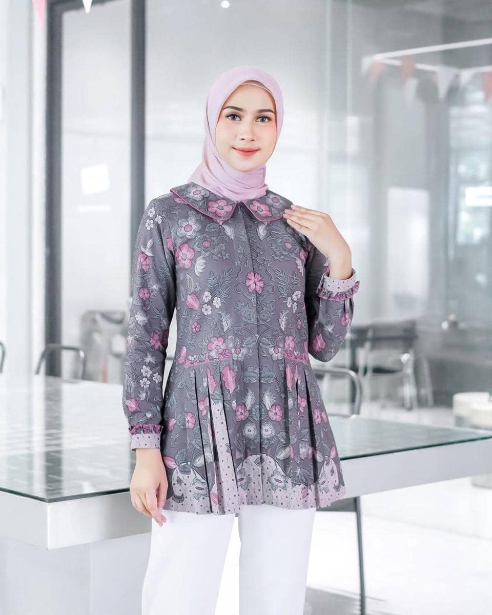 Tunik batik warna abu-abu