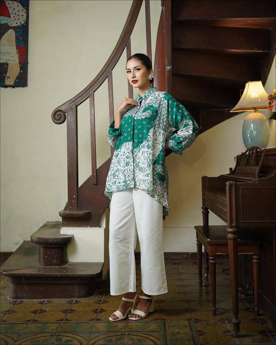 Tunik batik warna jade green