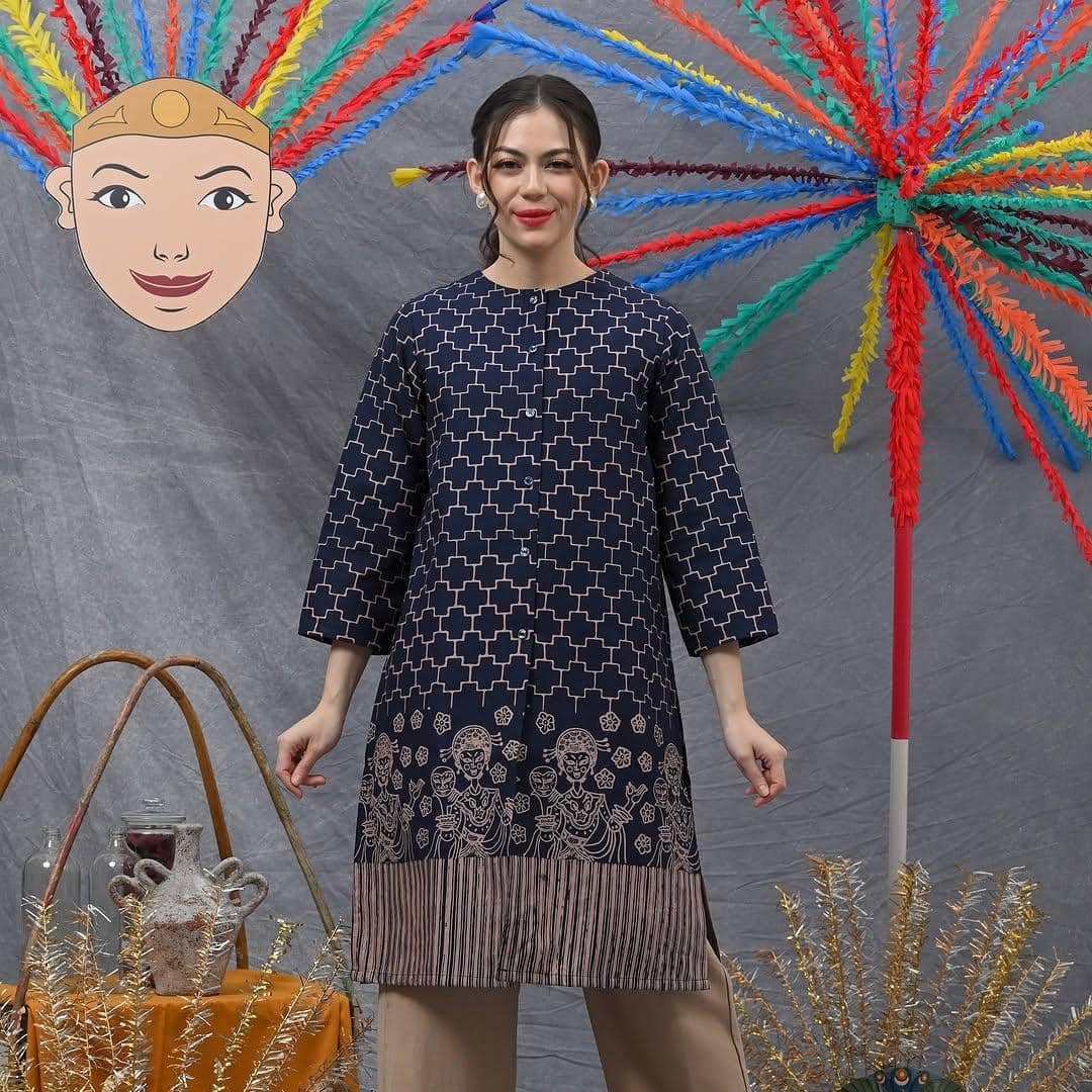 Tunik batik warna navy