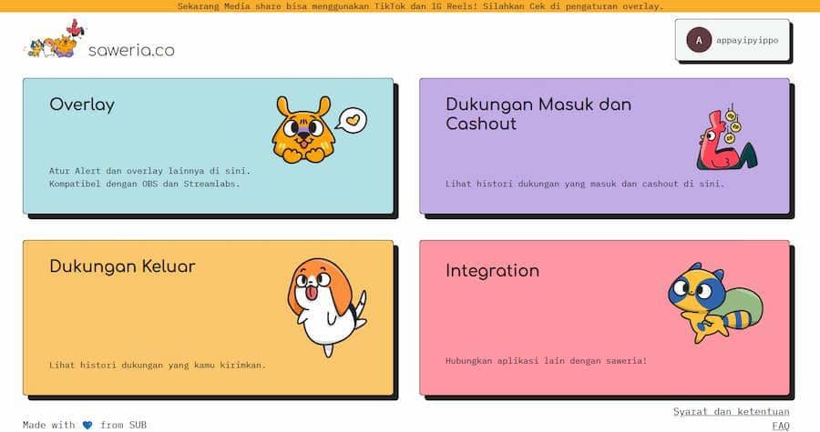 ilustrasi tampilan Saweria.co (dok. Saweria)