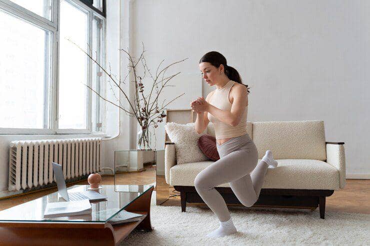 ilustrasi workout sambil lihat laptop (freepik.com/freepik)