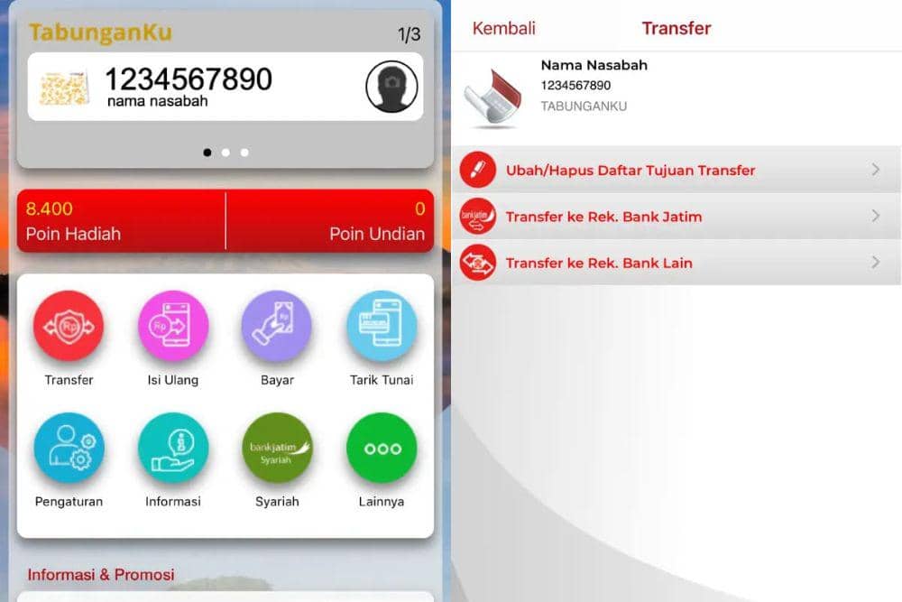 Tampilan di dalam JConnect Bank Jatim