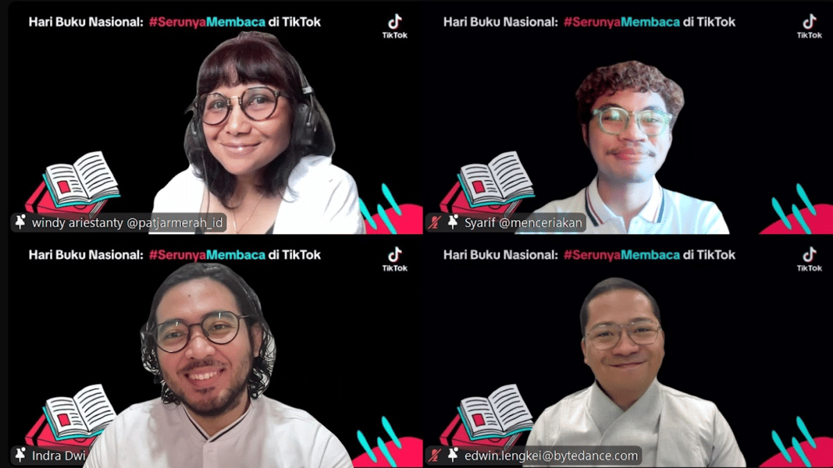 Para pembicara dalam perayaan Hari Buku Nasional lewat #SerunyaMembaca di TikTok