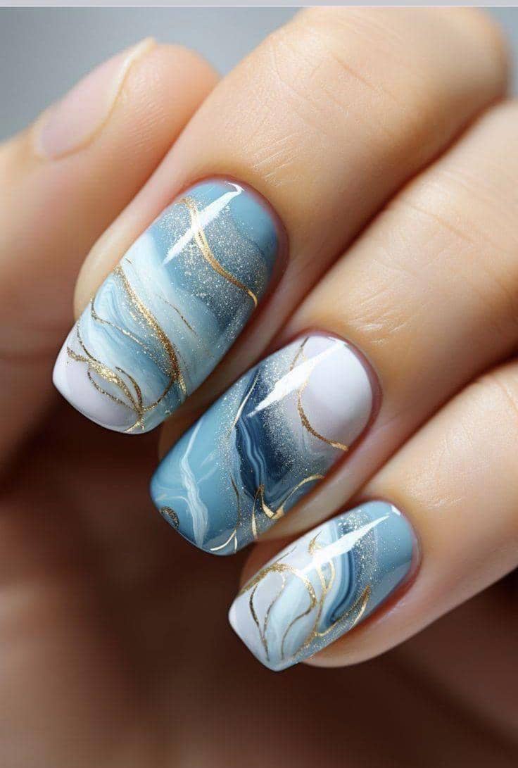inspirasi nail art baby blue