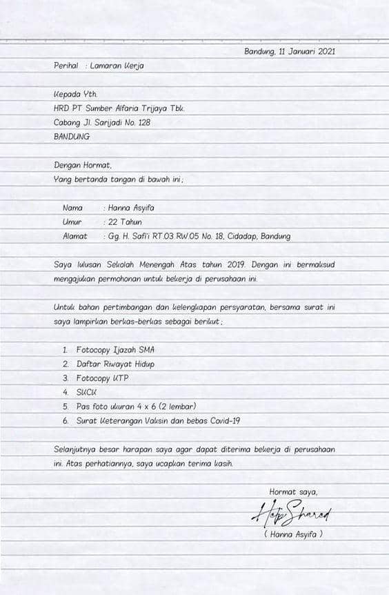 surat lamaran pabrik sederhana