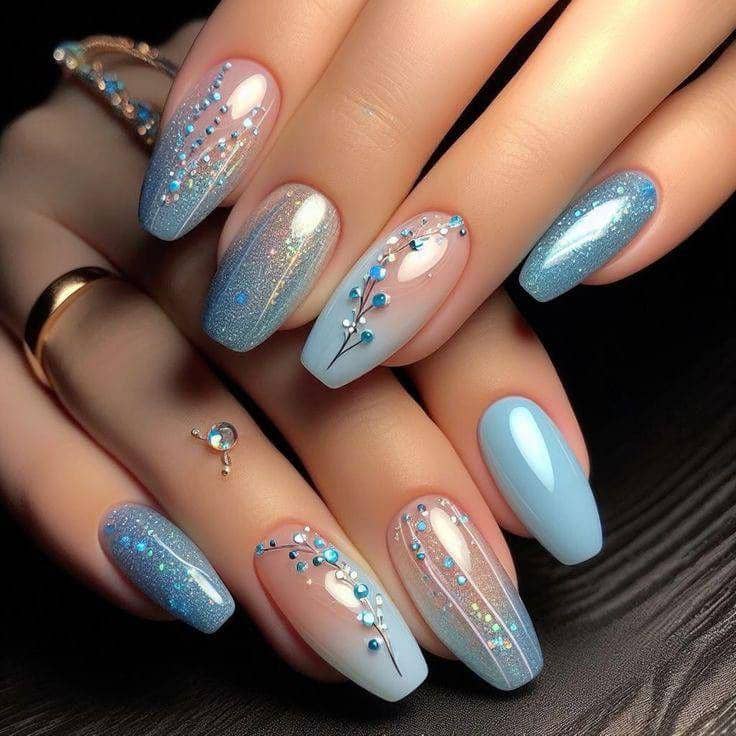 inspirasi nail art baby blue