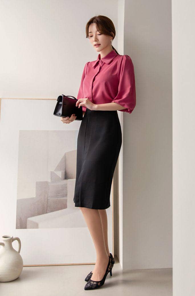 OOTD rok span hitam dan kemeja