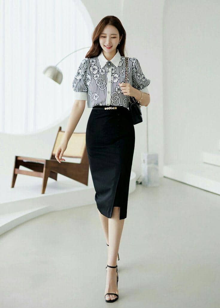 OOTD rok span hitam dan kemeja