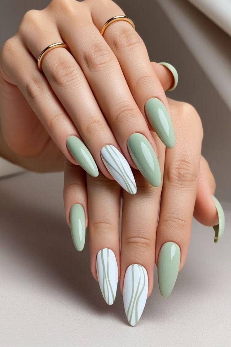 inspirasi nail art nuansa mint green