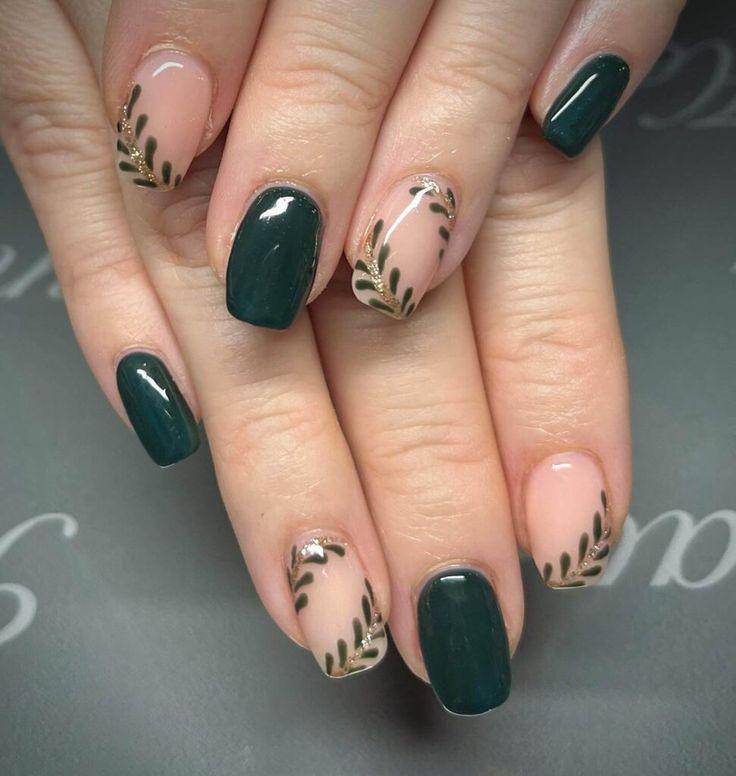 inspirasi nail art nuansa dark green