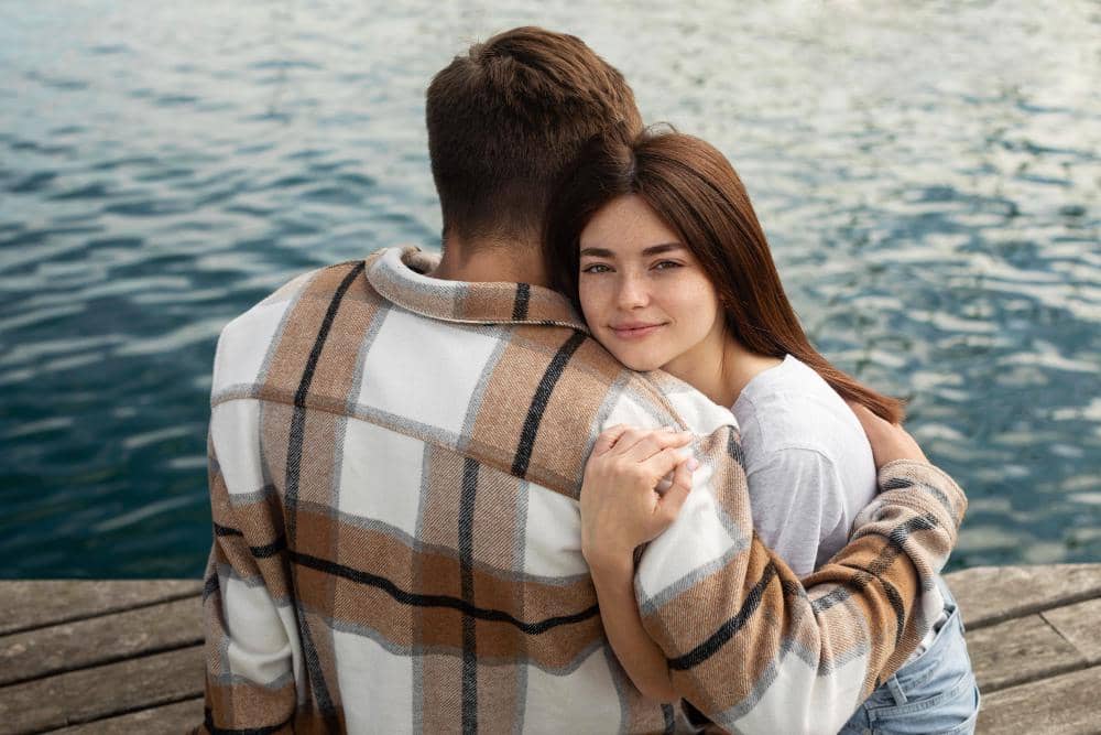 ilustrasi pasangan berpelukan (fre