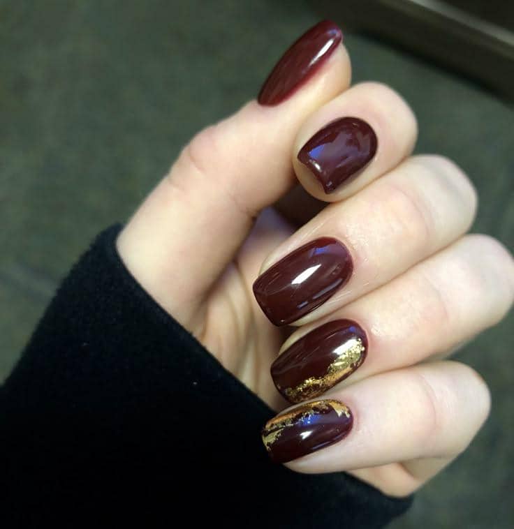 inspirasi nail art maroon gold