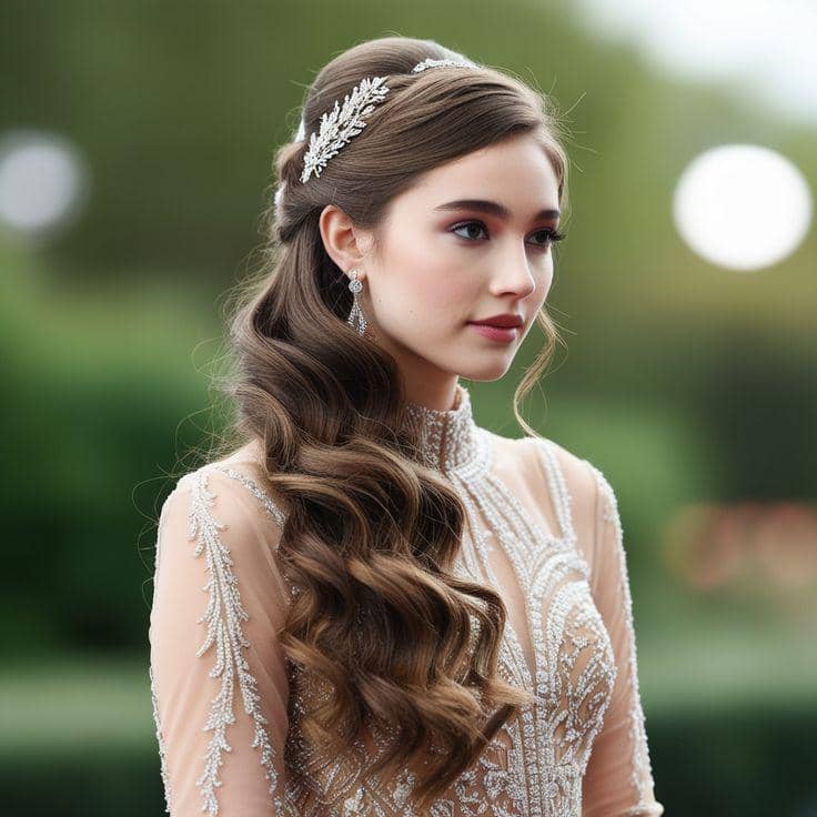 inspirasi gaya rambut terurai dengan aksesori