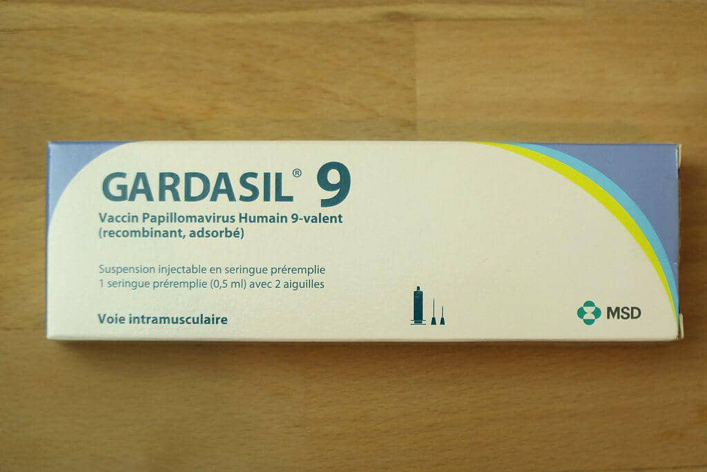 Boks kemasan vaksin HPV Gardasil 9. (commons.wikimedia.org/Aveaoz)
