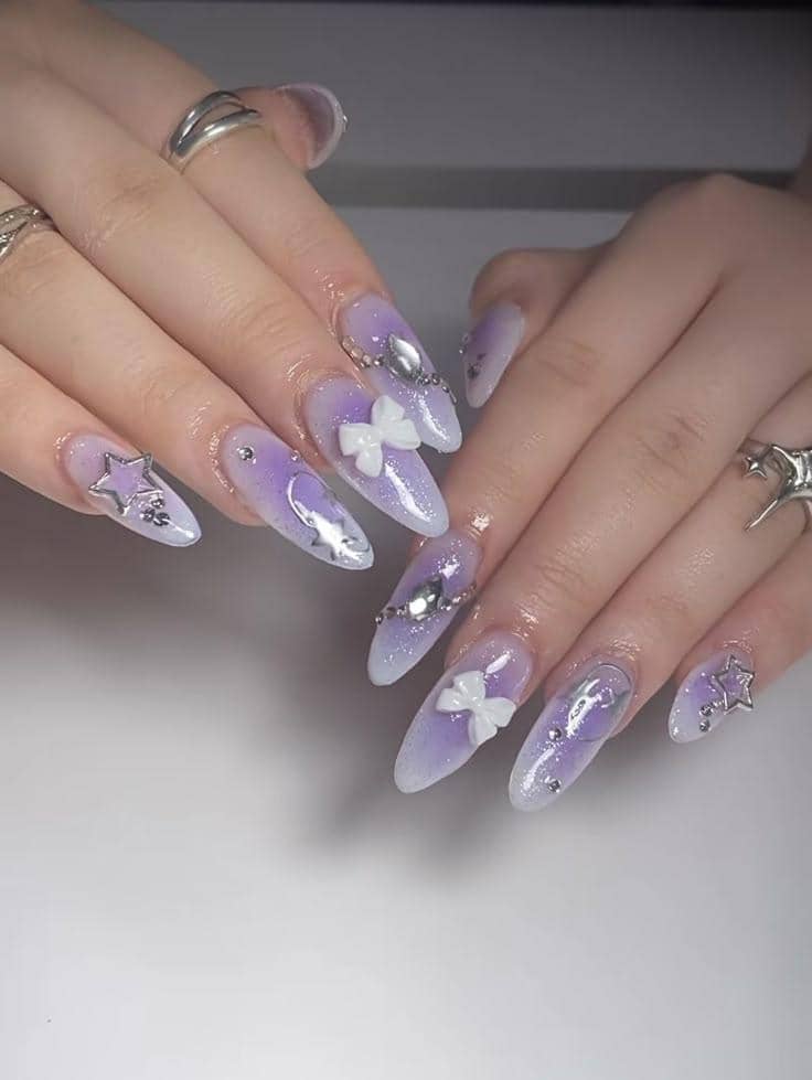 inspirasi nail art nuansa lilac