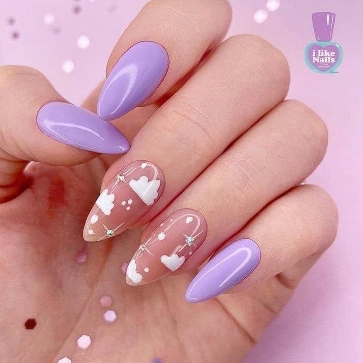 inspirasi nail art nuansa lilac