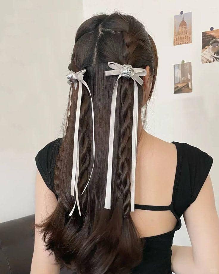 ide styling rambut dengan pita