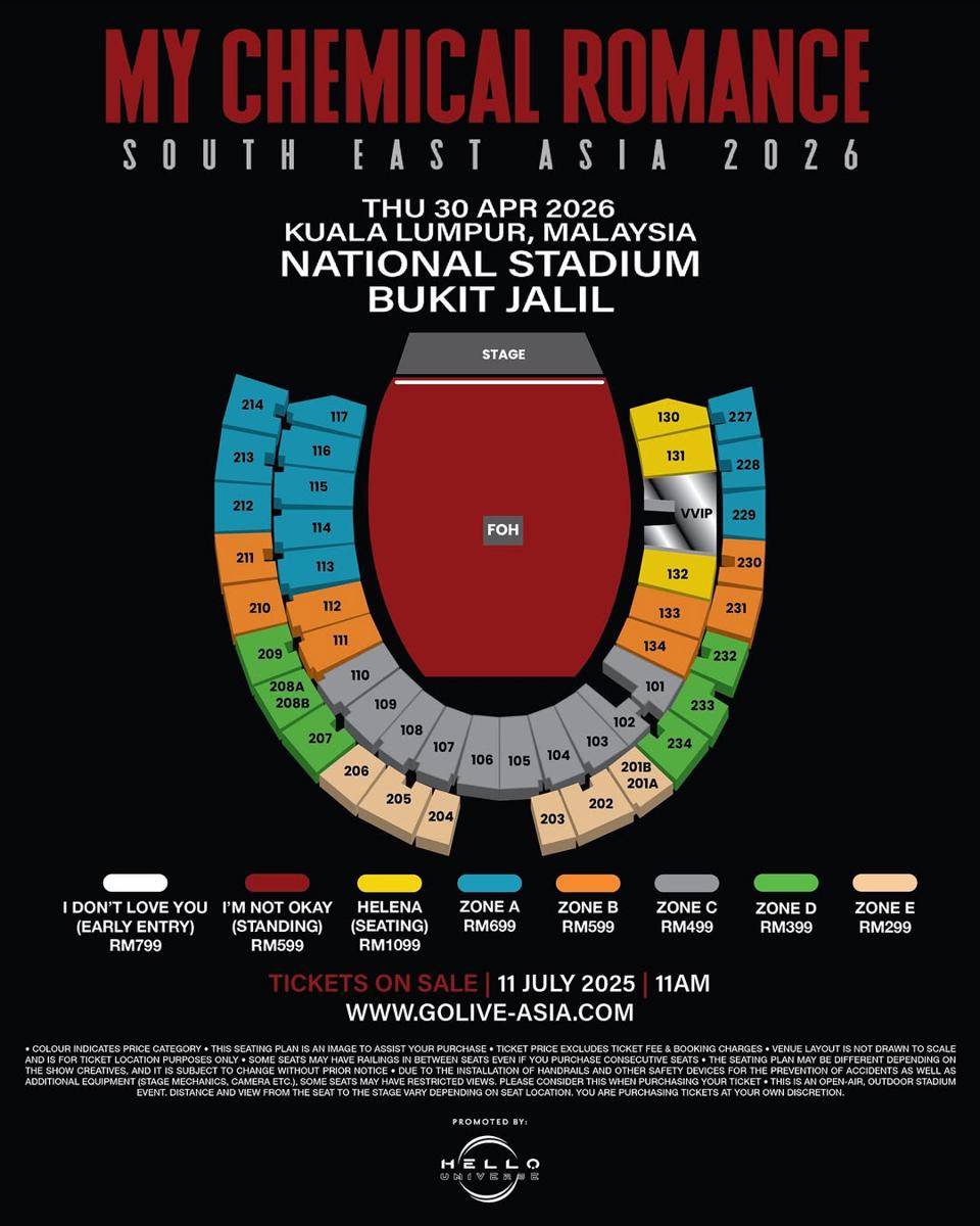 harga tiket konser My Chemical Romance di Malaysia