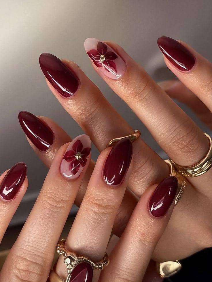 inspirasi nail art nuansa burgundy