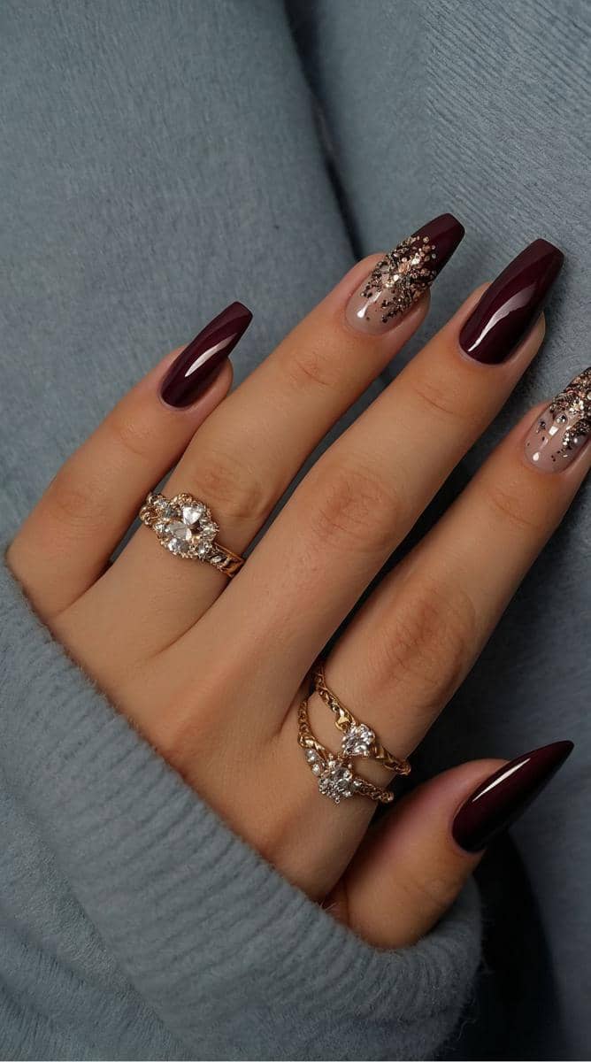 inspirasi nail art nuansa burgundy