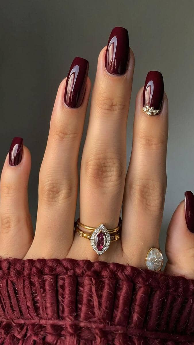 inspirasi nail art nuansa burgundy