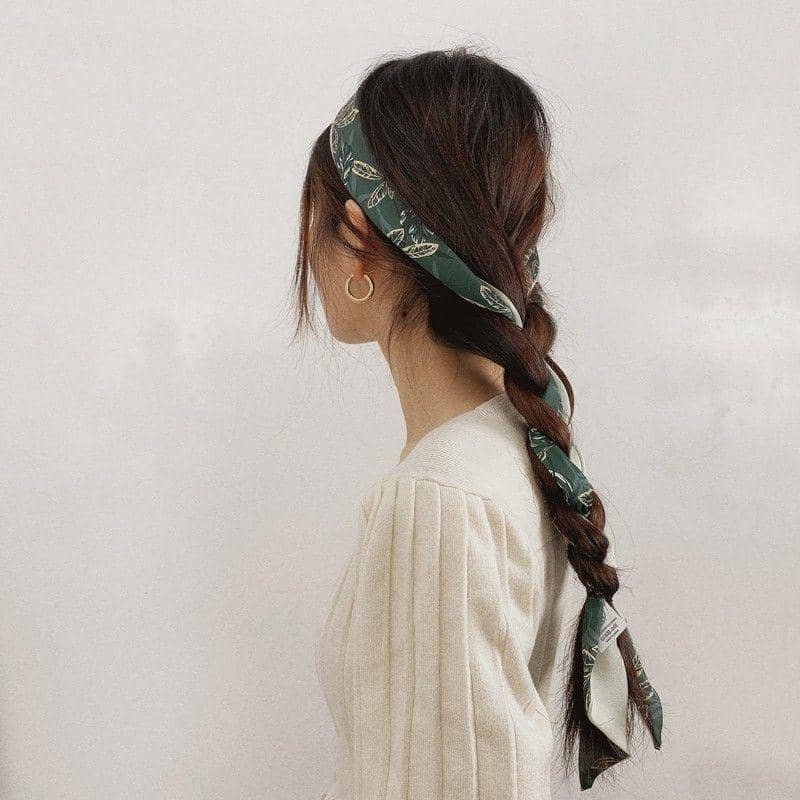 inspirasi kepang rambut dengan scarf