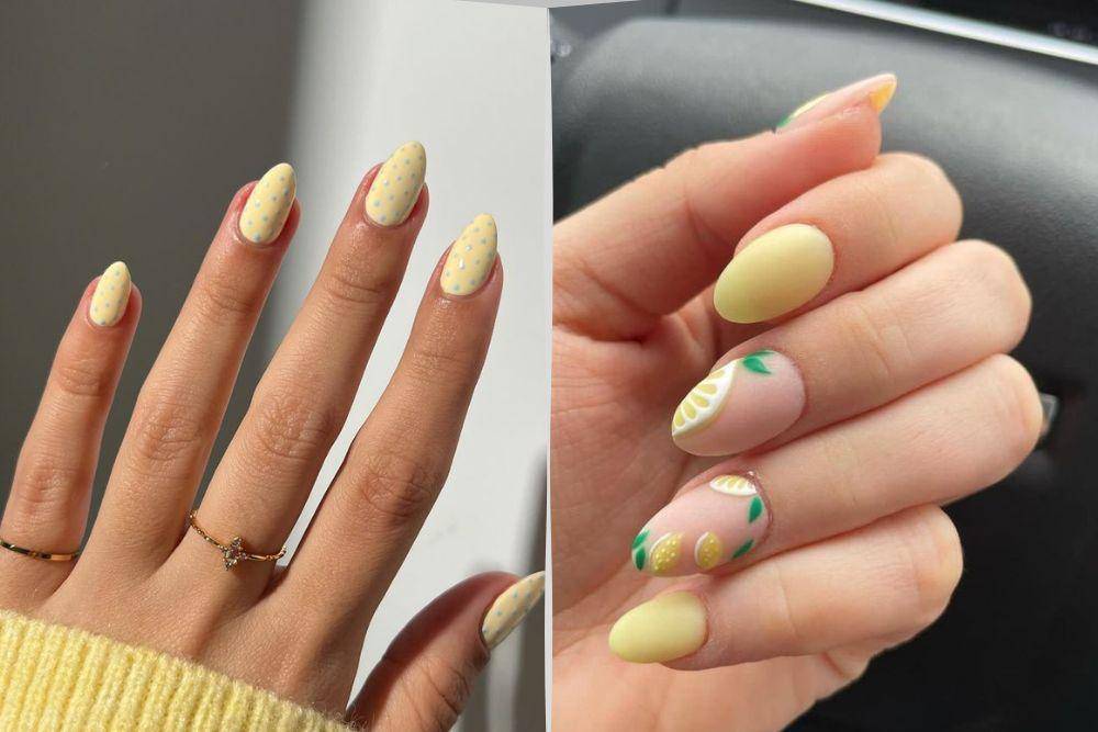 inspirasi lemon sorbet nails