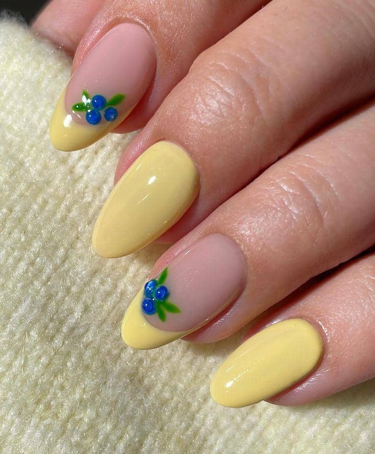 inspirasi lemon sorbet nails