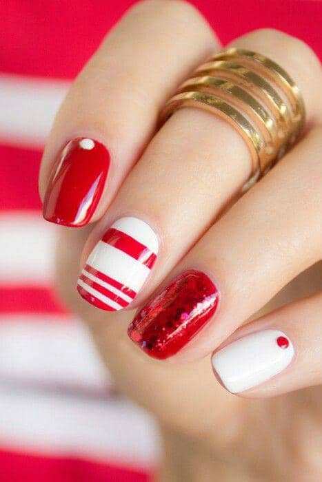 inspirasi nail art nuansa merah putih