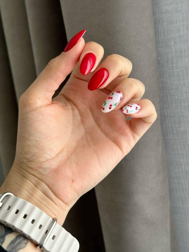 inspirasi nail art nuansa merah putih