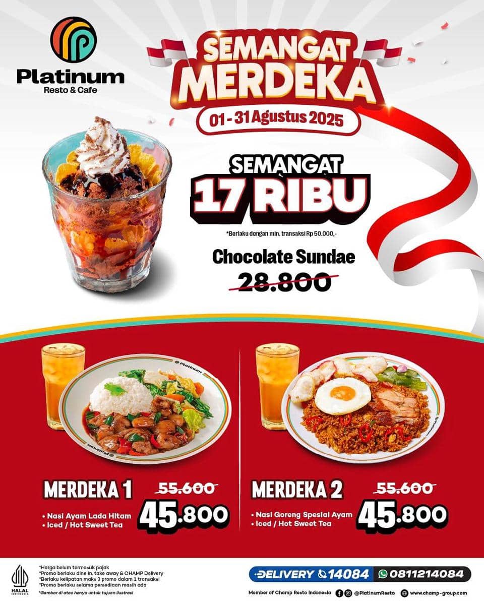 Promo edisi kemerdekaan dari Platinum Resto. (instagram.com/platinumresto)