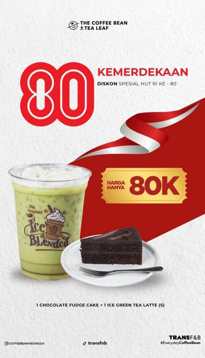 Promo edisi kemerdekaan dari The Coffee Bean Indonesia. (instagram.com/coffeebeanindonesia)