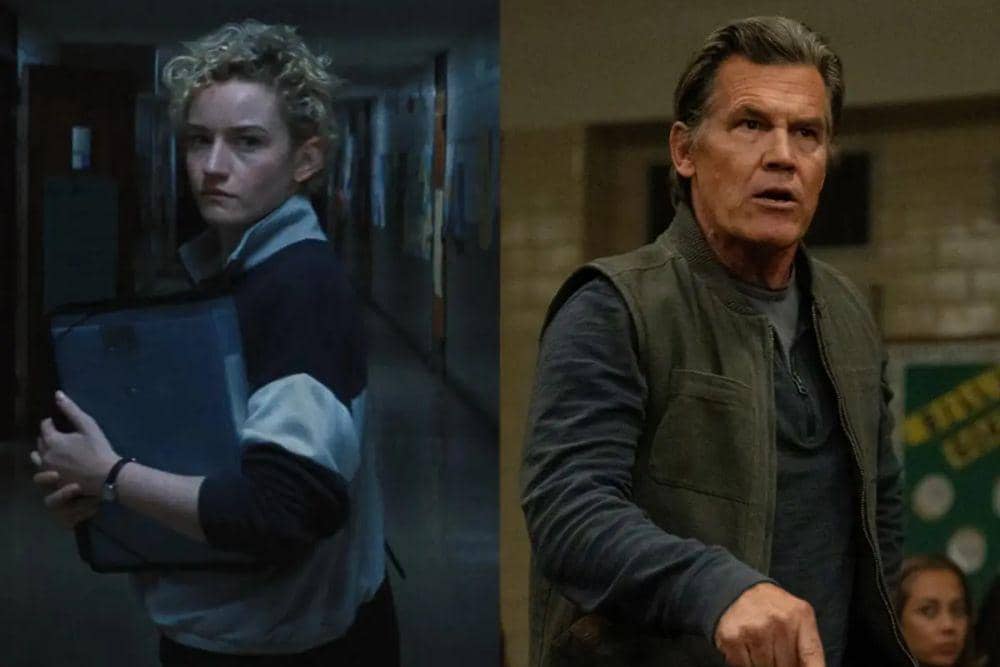 Julia Garner sebagai Justine Grandy dan Josh Brolin sebagai Archer Graff dalam film 'Weapons'. (Dok. Warner Bros. Pictures/Weapons)