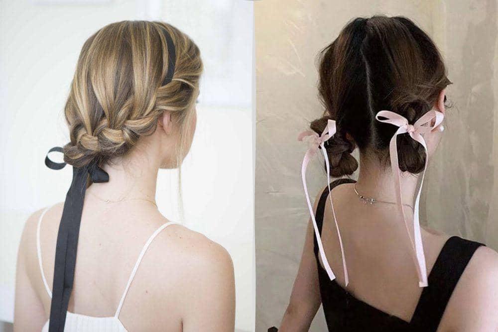 variasi styling rambut pendek dengan pita