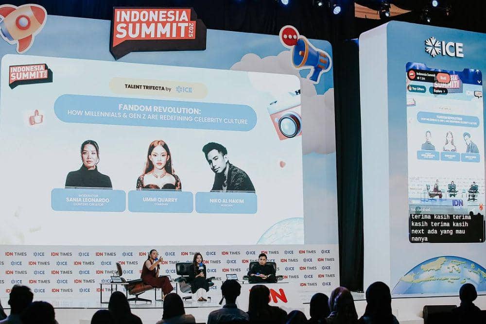 Potret Ummi Quary bersama Niko Al-Hakim saat menjadi pembicara di Indonesia Summit 2025. (instagram.com/indonesia.summit)