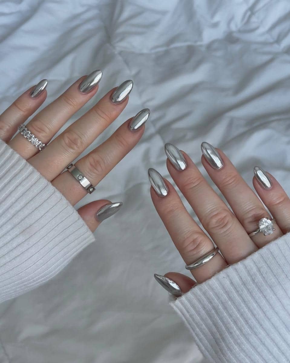 inspirasi nail art nuansa silver