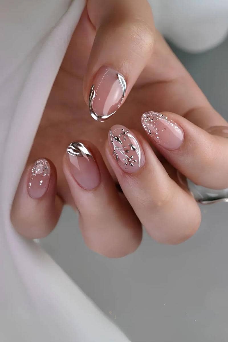 inspirasi nail art nuansa silver
