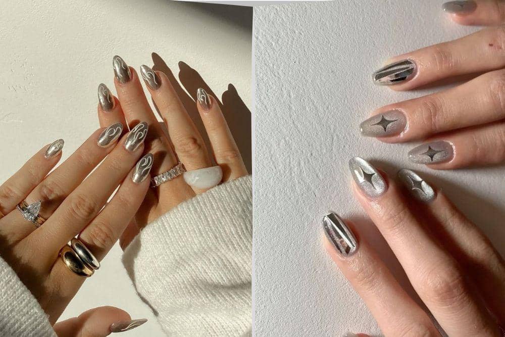 inspirasi nail art nuansa silver