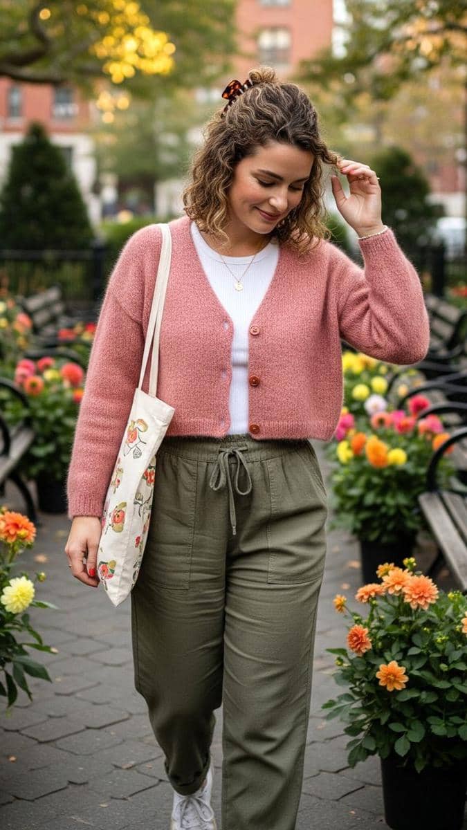 Baju Dusty Pink dan Celana Hijau