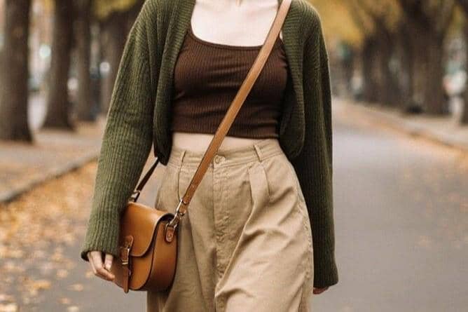 Beige adalah warna natural yang lembut sehingga mudah berpadu dengan olive. pinterest/Kelly's Outfit Ideas