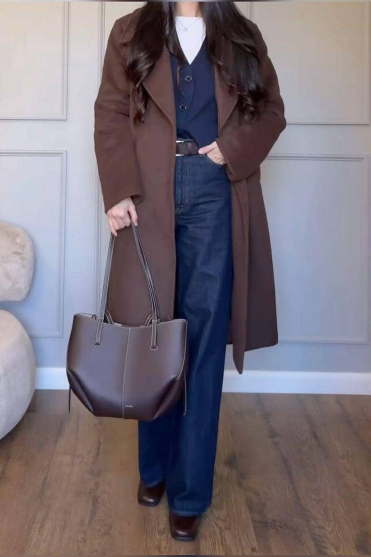 look semi formal cokelat tua