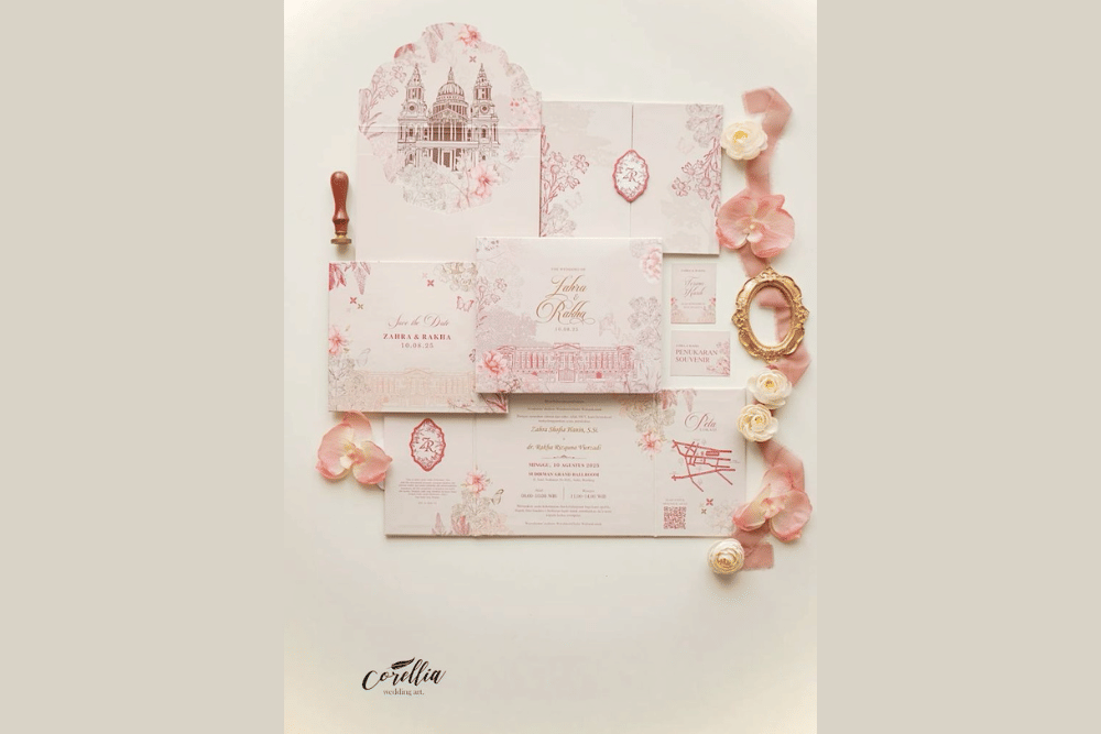 ilustrasi undangan ngunduh mantu nuansa pink (pinterest.com)