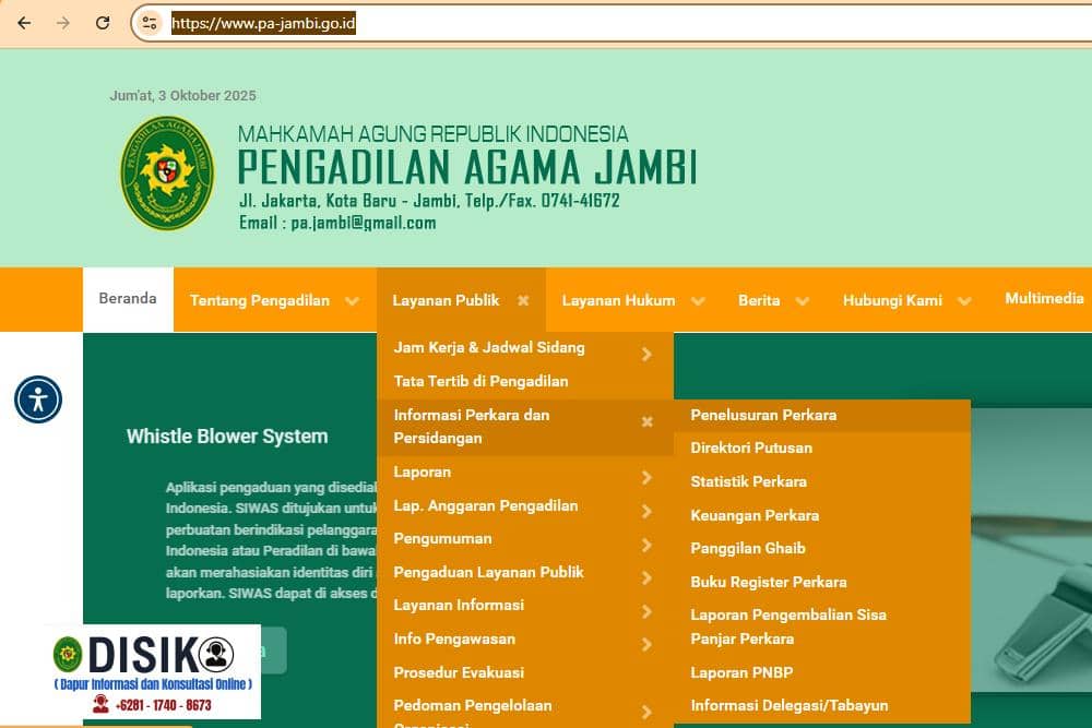 laman web Pengadilan Agama Jambi (pa-jambi.go.id)