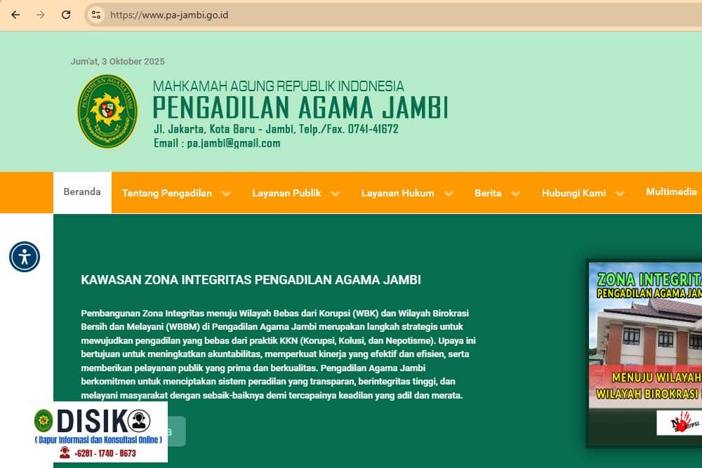laman web Pengadilan Agama Jambi (pa-jambi.go.id)