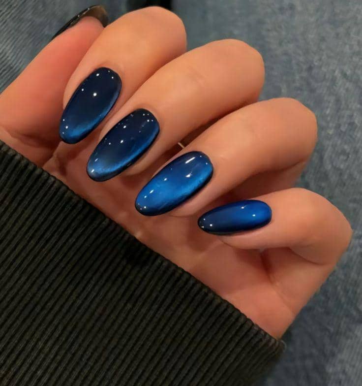 Nail Art Navy Cat Eye