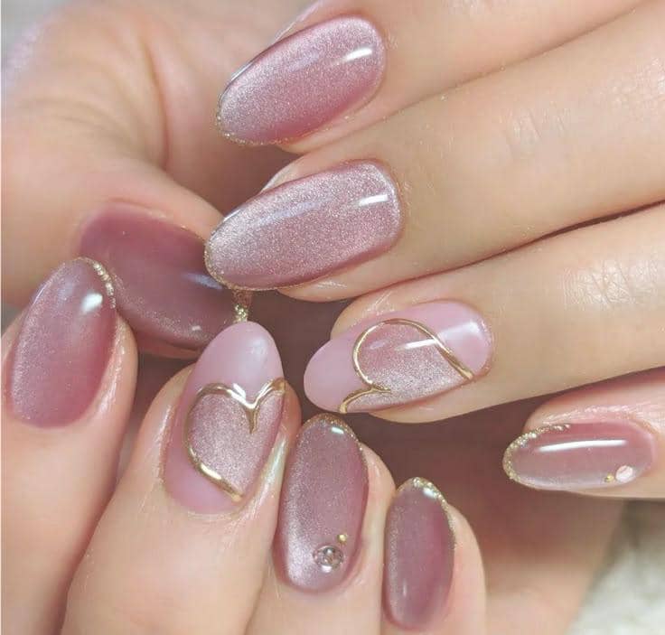 inspirasi nail art warna pink