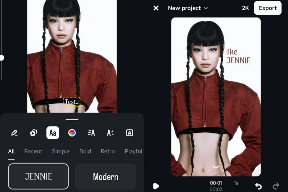 Tangkapan layar dari penggunaan font ZEN SERIF di aplikasi Edits. (Dok. POPBELA.com/Evelyn Anggraini)