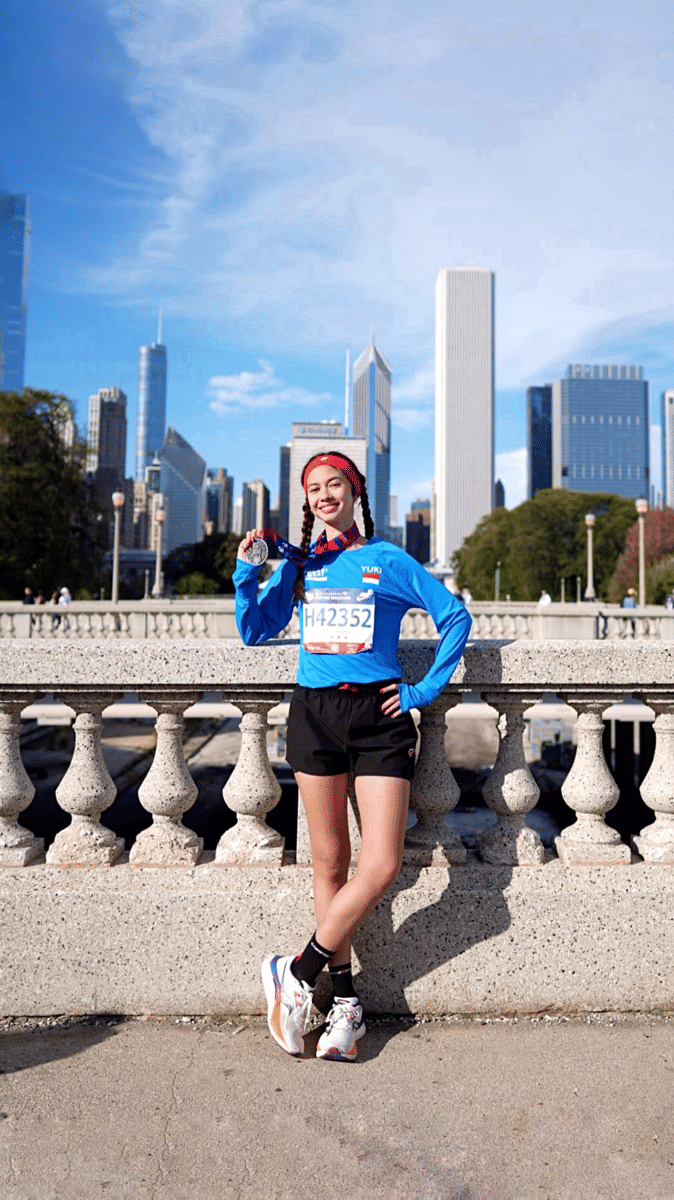 Potret Yuki Kato ikut Chicago Marathon 2025. (instagram.com/yukikt)
